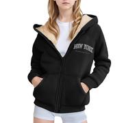 SoLu DAY8 Manteau Hiver Fille à Capuche Chaud Chic Et élégante Veste Polaire épaisse Ado Fille Manche Longue a la Mode Confortable Casual Sport Vacances Haut Jacket 4-17 ans (12-13 ans, Noir)