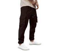 SoLu DAY8 Pantalon Cargo Homme Large Taille Elastique Pantalon Ample Homme Chic Grande Taille MMulti Poches a la Mode Confortable Décontracté Outdoor Sweatpants (Coffee, S)