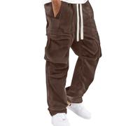 SoLu DAY8 Pantalon Cargo Homme Taille élastique Large Pantalon Ample Homme Grande Taille Chic MMulti Poches a la Mode Confortable Casual Jogging Vacances Sweatpants (Coffee, S)