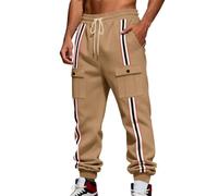SoLu DAY8 Pantalon De Travail Homme Large Taille élastique Pantalon Homme Ample Chic Grande Taille avec Poche a la Mode Confortable Décontracté Outdoor Sweatpants (Brown, S)