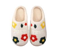 SoLu DAY8 Pantoufle Femme Chaude Polaire Chausson Femme Hiver Chaud Peluche Mignon Confort Animal a la Mode Casual Maison Chambre Antidérapant Chaussure (White, 37)