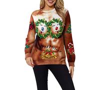 SoLu DAY8 Pull De Noël Femme Grande Taille Sweat-Shirt Cadeau Rigolo À Manche Longue Fantaisie Pullover Drôle Imprimé Col Rond Fille