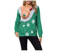 SoLu DAY8 Pull Moche De Noël Femme Pas Cher Grande Taille Sweatshirt Basket Pull De Noel Femme Rigolo Manches Longues Ugly Pullover Cadeau Femme Drole Noel Imprimé Noël Col Rond Tshirt Ado Fille