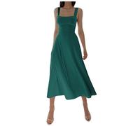 SoLu DAY8 Robe à Bretelles Femme été Fluide Chic Et Elegant Robe Tunique Maxi Longue Femme Slim Robes Ado Fille à La Mode Stretch Casual Soirée Cocktail Grande Taille (Mint Green, L)