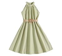 SoLu DAY8 Robe Adolescent Fille Princesse Chic Et élégante sans Manches Robe De Bapteme Enfant Fille Anniversaire Habillé 3-12 Ans Pas Cher Printemps Ete Robe Soirée Fille Vintage (Vert, 11-12 Years)