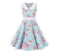 SoLu DAY8 Robe Enfant Fille Ete sans Manches a la Mode Robe De Princesse Ado Fille Chic Et élégante à Volants Fleur Bapteme Anniversaire Soirée Vacances Casual Plage (Light Blue1, 5-6 Years)