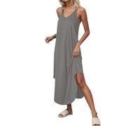 SoLu DAY8 Robe Ete Femme Ample Fluide Leger Chic et Elegant a la Mode Volants Robe Large Femme Casual Loisirs Plage Confortable Décontractée Cocktail Soirée (Grey, L)