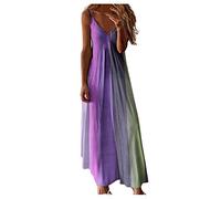 SoLu DAY8 Robe Été Longue Robe sans Manches Robe Longue Plus col en V Maxi Rayure Taille Femme Ample Dames Robe Femme Robe Longue Droite