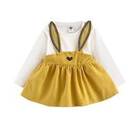 SoLu DAY8 Robe Fille Lapin Mode Vetement Bebe Fille Hiver Robe de Soirée Fille Robe Princesse Fille Manche Longue Printemps Pas Cher Enfant Fille Robes Bebe 3 Mois - 3 Ans (2-3 Ans, Jaune)