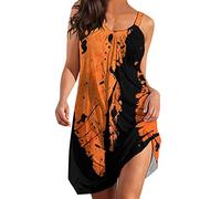 SoLu DAY8 Robe Fluide Femme Soiree Plage À Motif Floral D'Ete Chic Et Élégant Fine Bretelle Rétro Decontractée Courte Robe Débardeur Femme Boheme sans Manches Mode Grande Taille