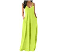 SoLu DAY8 Robe Longue Femme Ete Grande Taille S-5XL Robe Sexy Femme à Bretelles Robe de Plage Casual Decontractée Uni Couleur Vêtement Femme Pas Cher Robe Soirée Cocktail Chic (Menthe Verte, XL)