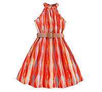 SoLu DAY8 Robe Princesse Enfant Fille Ete 7-12 Ans Robe sans Manche Ado Fille Fluide Chic Et élégante col Rond a la Mode Pas Cher été Plissée Soirée Bapteme Anniversaire (Watermelon Red-3, C)