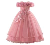 SoLu DAY8 Robe Princesse Fille sans Bretelles 7-12 Ans Tulle Robe de Soirée Fille Cérémonie Cocktail Mariage Chic et Elegant Glamour Pas Cher Confortable Vacances Dress