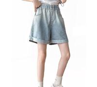 SoLu DAY8 Short en Jean Enfant Fille Ete Taille élastique 5-13 Ans Pantalon Court Denim Ado Fille avec Poche été Ample a La Mode Confortable Pas Cher Chic École Casual Vacances (Blue, 10-11 Years)