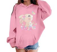 SoLu DAY8 Sweat a Capuche Enfant Fille 2-13 Ans Mignon Imprimé Lapin Sweatshirt Pullover Ado Fille Manche Longue Hiver Chic Confortable Baggy Casual Jogging Vacances Haut Blouse (6-7 Years)