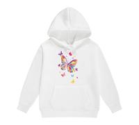 SoLu DAY8 Sweat a Capuche Enfant Fille 2-13 Ans Mignon Imprimé Papillon Sweatshirt Hoodie Ado Fille Hiver Manche Longue Confortable Chic Baggy Casual Jogging Vacances Haut Tops (White, 10-11 Years)