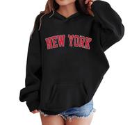 SoLu DAY8 Sweat a Capuche Enfant Fille 3-14 Ans Mignon Imprimé Sweatshirt Pullover Ado Fille Manche Longue Hiver Chic Confortable Large Casual Jogging Vacances Haut Tops (Black, 13-14 Years)
