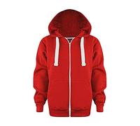 SoLu DAY8 Sweat a Capuche Enfant Garcon Zippé Manteau Enfant Hiver Chaud Chic Pas Cher Cardigan Veste Zippée Garcon Fashion Large Confortable Casual Haut Hoodie Sweat-Shirt (5-6 Ans, Rouge)