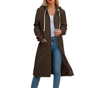 SoLu DAY8 Sweat à Capuche Zippé Femme Long Manteau Hiver Longue Robe Femme Grande Taille Veste Sweat avec Capuche Oversize Ample Confortable Fashion Haut Hoodie (Coffee, XL)