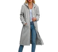 SoLu DAY8 Sweat à Capuche Zippé Femme Long Manteau Hiver Longue Robe Femme Grande Taille Veste Sweat avec Capuche Oversize Ample Confortable Fashion Haut Hoodie (Gris, XL)