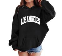 SoLu DAY8 Sweat Capuche Enfant Fille 3-14 Ans Fashion Imprimé Sweatshirt Pullover Ado Fille Manche Longue Hiver Confortable Chic Baggy Casual Sport Vacances Haut Blouse (Black, 13-14 Years)