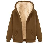 SoLu DAY8 Sweat Femme Polaire à Capuche Hiver Chaud Fashion Imprimé Sweat-Shirt Zippée Femme Grande Taille Manches Longues Chic Confortable Baggy Vacances Casual Jogging (Brown, S)