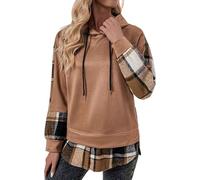 SoLu DAY8 Sweat Polaire Femme a Capuche Hiver Chaud Fashion Imprimé Pullover Femme Grande Taille Manche Longue Confortable Chic Ample Casual Sport Jogging (Coffee, S)