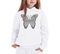 SoLu DAY8 Sweats à Capuche Enfant Fille 1-13 Ans Classique Imprimé Papillon Sweatshirt Hoodie Ado Fille Hiver Manche Longue Confortable Chic Baggy Streetwear Sport Casual Haut Tops (White, 2-3 Years)