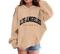SoLu DAY8 Sweats à Capuche Enfant Fille 2-13 Ans Classique Imprimé Sweatshirt Hoodie Ado Fille Manche Longue Hiver Chic Confortable Ample Streetwear Sport Casual Haut Blouse (Khaki, 9-10 Years)