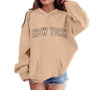 SoLu DAY8 Sweats à Capuche Enfant Fille 2-13 Ans Fashion Imprimé Sweatshirt Hoodie Ado Fille Manche Longue Hiver Confortable Chic Baggy Casual Sport Vacances Haut Blouse (Khaki, 12-13 Years)