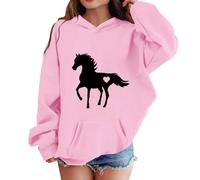 SoLu DAY8 Sweats à Capuche Enfant Fille 4-14 Ans Mignon Imprimé Cheval Sweatshirt Hoodie Ado Fille Hiver Manche Longue Confortable Chic Ample Streetwear Sport Casual Haut Blouse (13-14 Years)