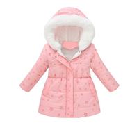 SoLu DAY8 Veste Longue Enfant Fille épaisse Manche Longue 2-10 ans Étoile Manteau Long Fille Hiver Chaud avec Capuche Poche Parka Confortable Casual Vacances Top Haut Coupe-Vent (4-5 ans, Rose-3)