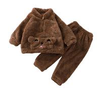 SoLu DAY8 Vêtement Bébé Garçon Hiver Cérémonie Ensemble Bébé Naissance Automne Manteau Sweat t-shirt Pull Haut Top Ours + Pantalons (6-12 mois, Marron)