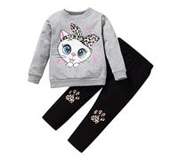 SoLu DAY8 Vetement Fille Hiver Pas Cher Jogging 1-6 Ans Ensemble Fille 2 Pièces Survetement Enfant Casual Tenu Habit Sport Pull Manche Longue Sweat + Pantalon (1-2 ans, Gris)