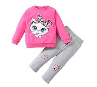 SoLu DAY8 Vetement Fille Hiver Pas Cher Jogging 1-6 Ans Ensemble Fille 2 Pièces Survetement Enfant Casual Tenu Habit Sport Pull Manche Longue Sweat + Pantalon (4-5 ans, Rose-2)