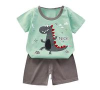 SoLu DAY8 Vêtements Bébé Garçon Ete 3 Months - 6 Ans Dessin Animé Ensemble Enfant Garcon Shorts Et Tee Shirt Manche Courte Pas Cher Mignon Confortable Casual Sport Plage (Green, 18-24 Months)
