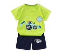 SoLu DAY8 Vêtements Bébé Garçon Ete 3 Months - 6 Ans Dessin Animé Ensemble Enfant Garcon Shorts Et Tee Shirt Manche Courte Pas Cher Mignon Confortable Casual Sport Plage (Light Green, 18-24 Months)