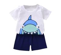 SoLu DAY8 Vêtements Bébé Garçon Ete 3 Months - 6 Ans Dessin Animé Ensemble Enfant Garcon Shorts Et Tee Shirt Manche Courte Pas Cher Mignon Confortable Casual Sport Plage (White, 3-6 Months)