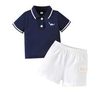 SoLu DAY8 Vêtements Ete Bébé Garçon 6-36 Months Pas Cher Ensemble Garcon Short Et Polo Tee Shirt Manche Courte Chic Mignon Confortable Casual Jogging Plage Vacances (Navy, 6-9 Months)