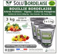 Solu'Bordelaise - 3 kg Bouillie Bordelaise Non Colorée - Fongicide Polyvalent Sulfate de Cuivre - Protection Arbres Fruitiers, Cultures Potagères, Vignes - Utilisable en Agriculture Biologique