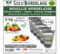 Solu'Bordelaise - 5 kg Bouillie Bordelaise Non Colorée - Fongicide Polyvalent Sulfate de Cuivre - Protection Arbres Fruitiers, Cultures Potagères, Vignes - Utilisable en Agriculture Biologique