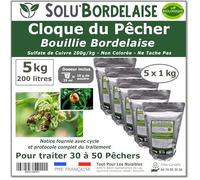 Solu'Bordelaise - Cloque du Pêcher - 5 kg de Bouillie Bordelaise Non Colorée - Fongicide Polyvalent à base de Sulfate de Cuivre 200 g/kg - Doseur Inclus - Utilisable en Agriculture Biologique
