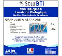 SOLU'BTI - Moustiques - 1,5 kg de Larvicide Biologique - BTI - Bacillus Thuringiensis