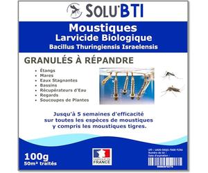 SOLU'BTI - Moustiques - 100 gr de Larvicide Biologique - BTI - Bacillus Thuringiensis