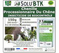 SoluBTK | Chenilles Processionnaires du chêne| 150 g Insecticide Bacillus Thuringiensys | Utilisable en Agriculture Biologique | Pour 6 à 10 Chênes