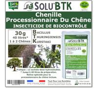 SoluBTK | Chenilles Processionnaires du Chêne | 30 g Insecticide Bacillus Thuringiensys | Utilisable en Agriculture Biologique | Pour 1 à 2 Chênes