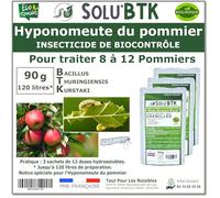 SoluBTK - Hyponomeute du Pommier - 90 g Bacillus thuringiensis BTK - Insecticide Utilisable en Agriculture Biologique - Traitement chenilles