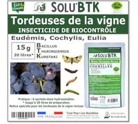 SoluBTK - Tordeuses de la Vigne - 15 g Bacillus thuringiensis BTK - Insecticide Utilisable en Agriculture Biologique - Traitement chenilles