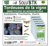SoluBTK - Tordeuses de la Vigne - 150 g Bacillus thuringiensis BTK - Insecticide Utilisable en Agriculture Biologique - Traitement chenilles