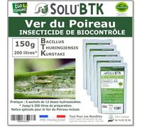 SoluBTK - Ver du Poireau 150 g Bacillus thuringiensis - Insecticide Utilisable en Agriculture Biologique